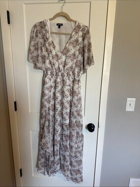 Express Cream Midi Dress with Floral Print